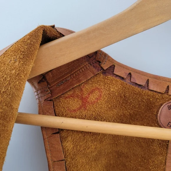 Brother Gambit Slick Vintage 70s Leather Vest Size Small Boho Western Southwest